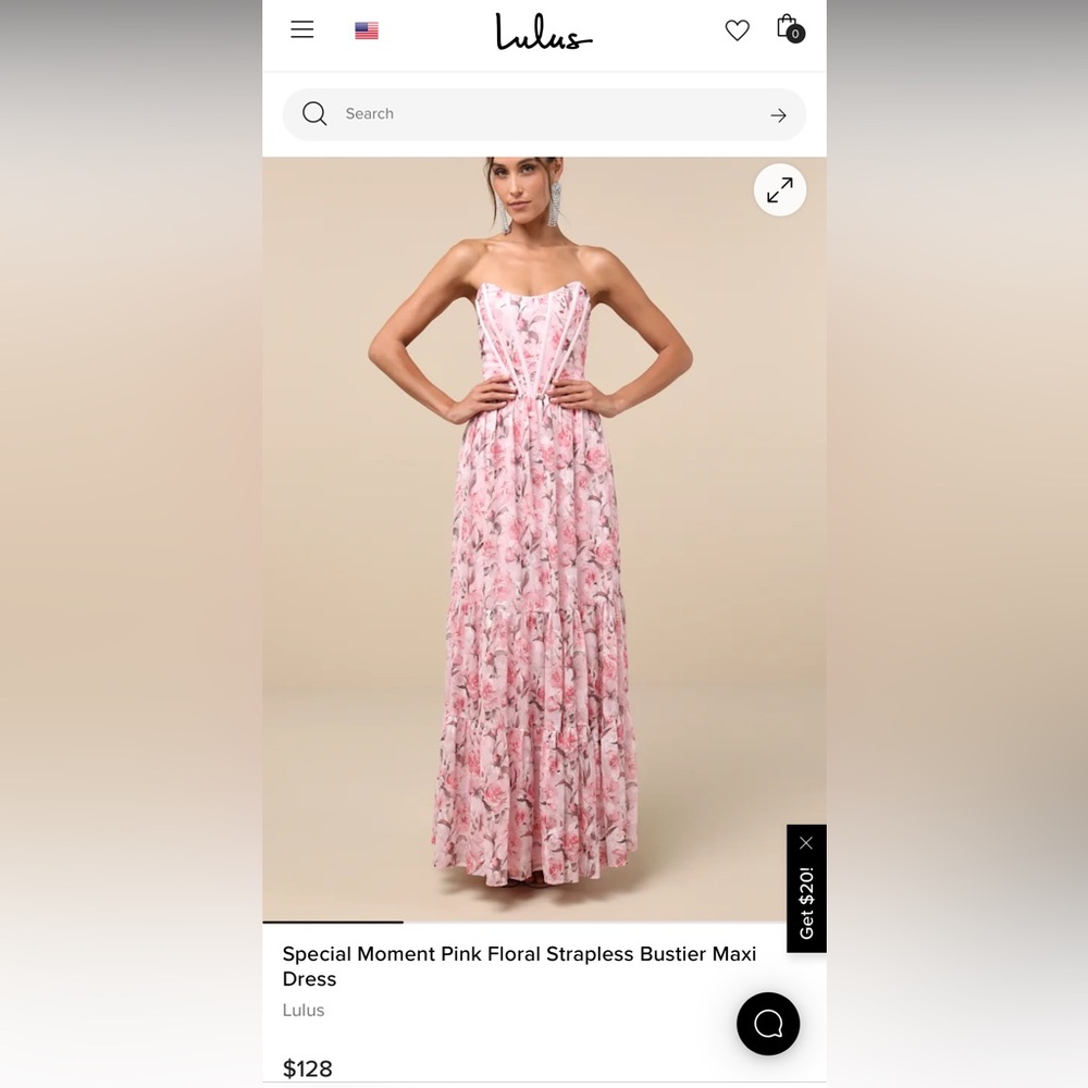 Floral Pink Strapless Maxi Dress